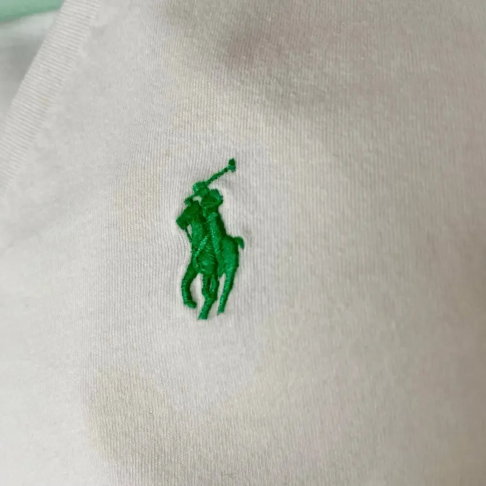 Ralph Lauren White V-Neck Tee Size Large